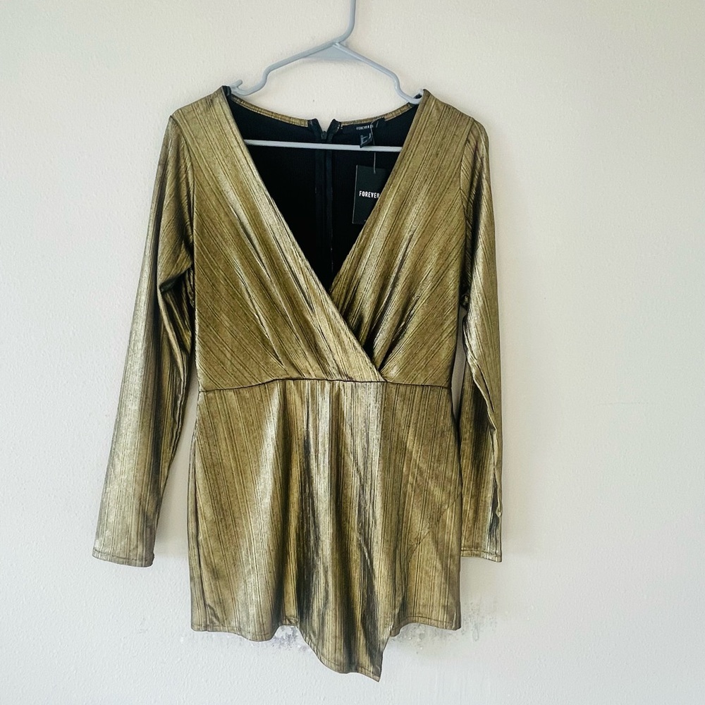 Forever 21 Gold Long Sleeve Romper